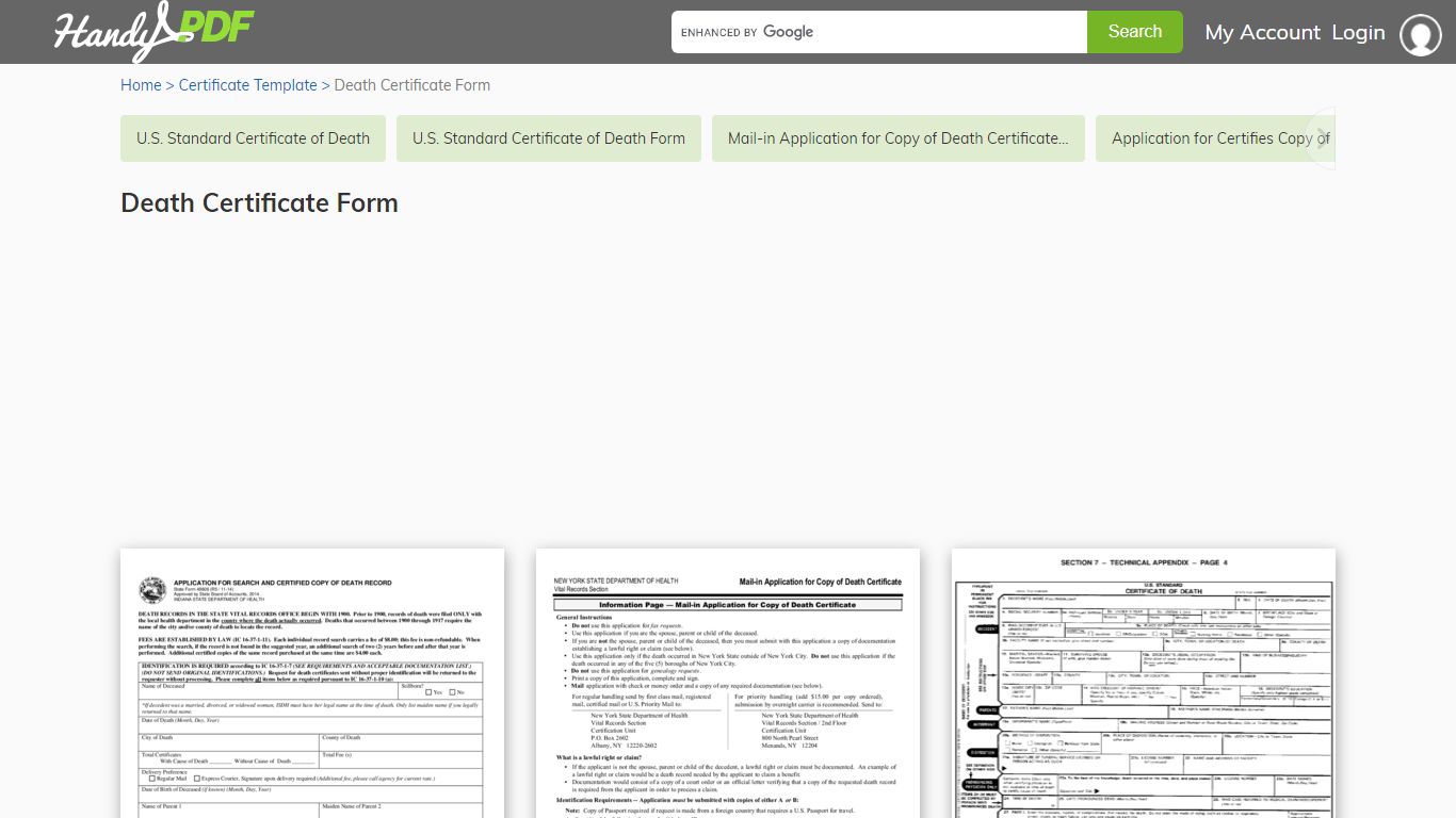 2022 Death Certificate Form - Fillable, Printable PDF & Forms - HandyPDF